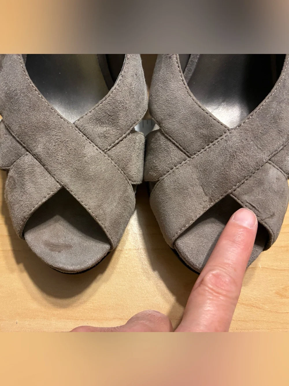 Nine West Grey Suede Chunky Platform Heels Size 10.5